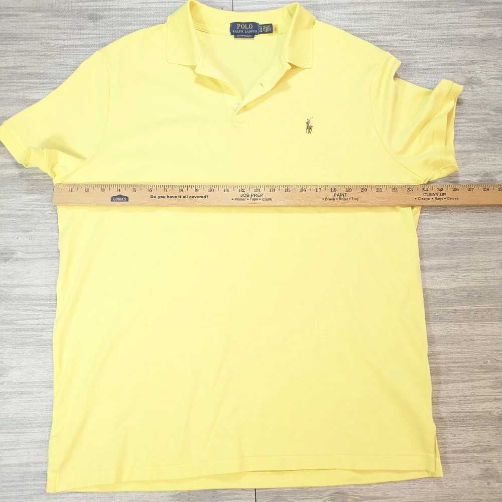 Polo Ralph Lauren Mens Short Sleeve Polo‎ Shirt Yellow Cotton Custom Slim Fit XL